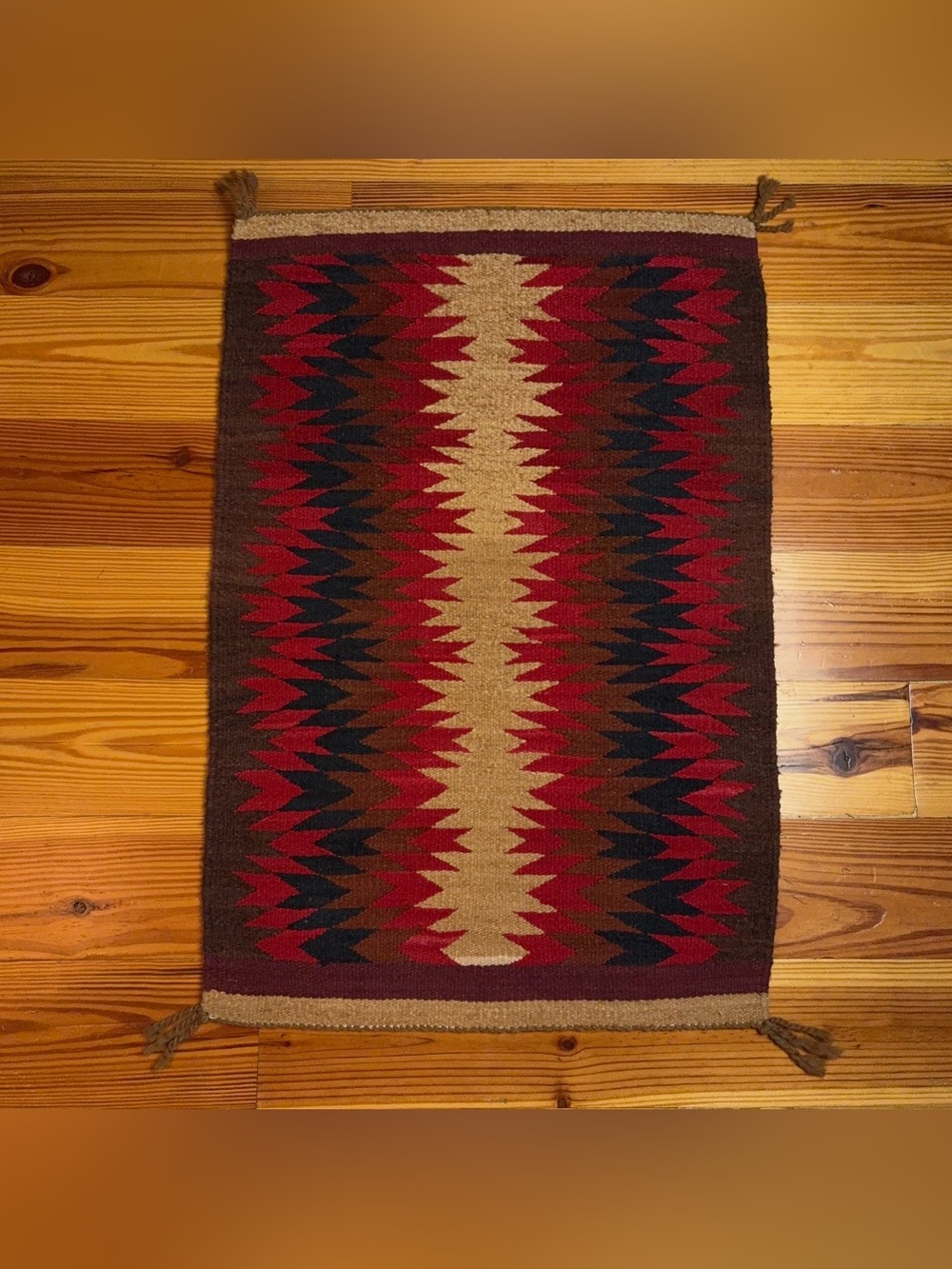 Vintage Navajo Wool Rug Southwestern Earthtones Handmade